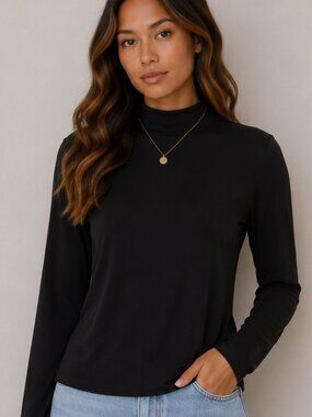 Wilfred Black Mock Neck Long Sleeve Knit Top Size Small